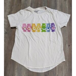Care Bears Cream T-shirt Junior Girls Size XL (15-17) Rainbow Bears